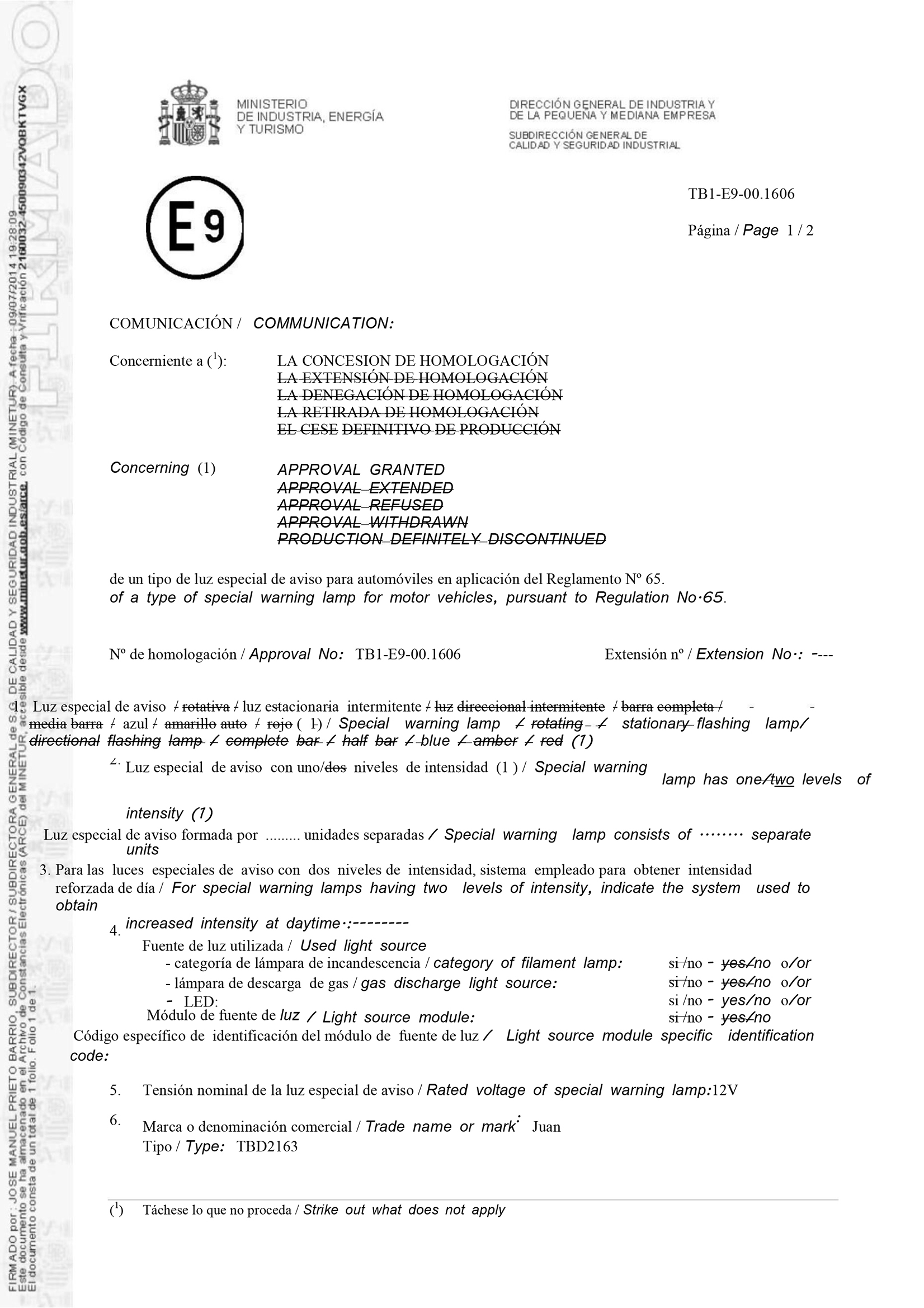 E-Mark R65,R10 certification